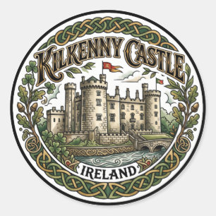 Pegatina Redonda Castillo de Kilkenny Irlanda