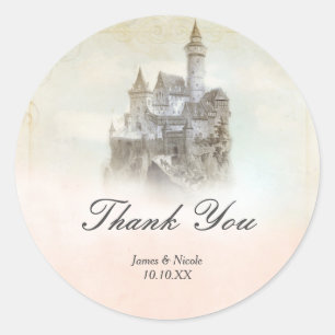 Pegatina Redonda Castillo de la Princesa del Libro de Cuentos de Ha