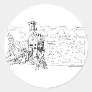 Pegatina Redonda Castillo de Lichtenstein