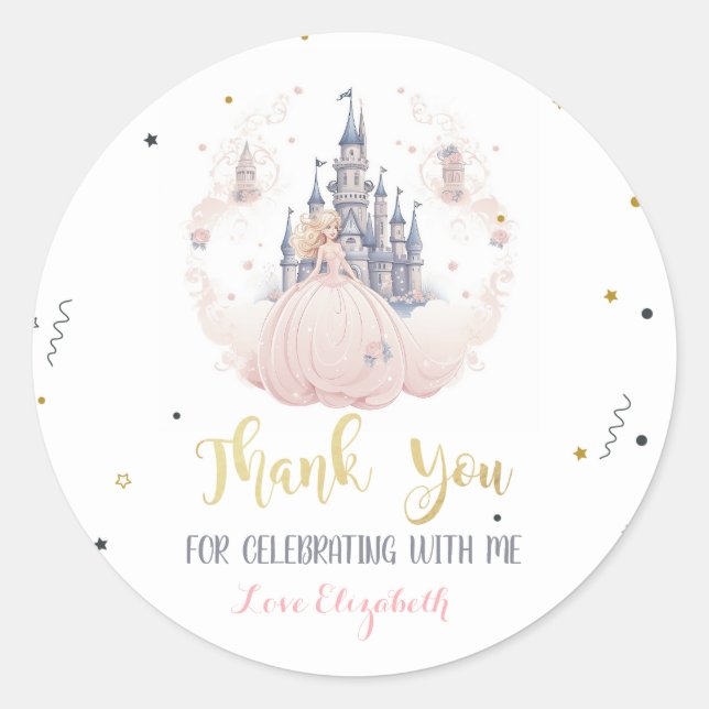 Pegatina Redonda Castillo de nubes Princesa Fairytale (Anverso)