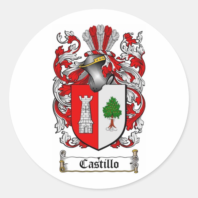 PEGATINA REDONDA CASTILLO FAMILIAR CREST - CASTILLO RECUBRIMIENTO D (Anverso)