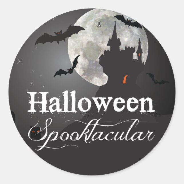 Pegatina Redonda Castillo Halloween Spooktacular Haunted (Anverso)