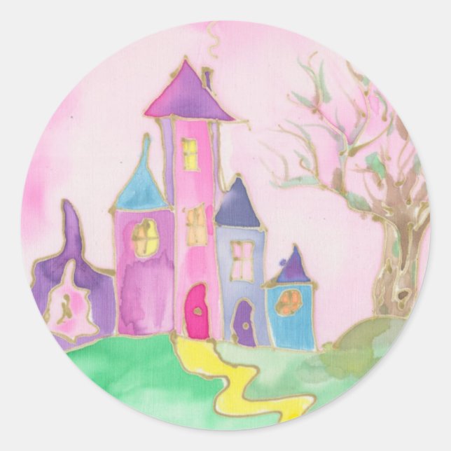 Pegatina Redonda Castillo mágico (Anverso)