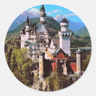 Pegatina Redonda castillo neuschwanstein - alemania