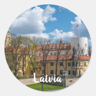 Pegatina Redonda Castillo Riga en Riga, Letonia