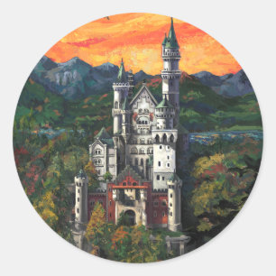 Pegatina Redonda Castillo Schloss Neuschwanstein