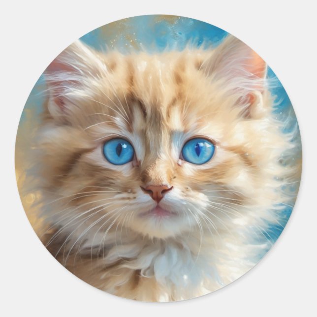Pegatina Redonda Cat-37823 Adorable Cute (Anverso)