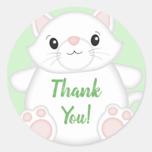 Pegatina Redonda Cat Baby Shower Kitty