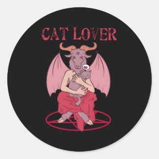 Pegatina Redonda Cat Baphomet Satanic Goat Witchcraft Lucifer