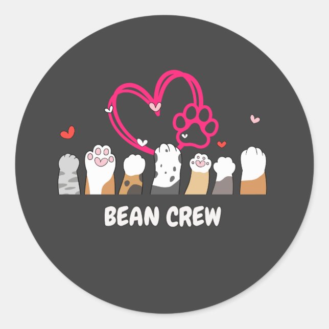 Pegatina Redonda Cat Bean Crew (Anverso)