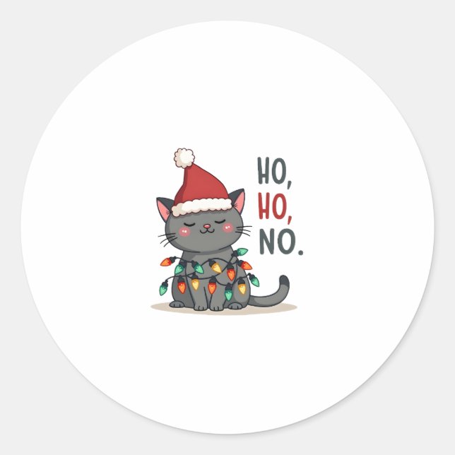 Pegatina Redonda Cat Christmas Shirt Kids Funny Santa Cat Christmas (Anverso)