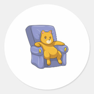 Pegatina Redonda Cat con Sofa