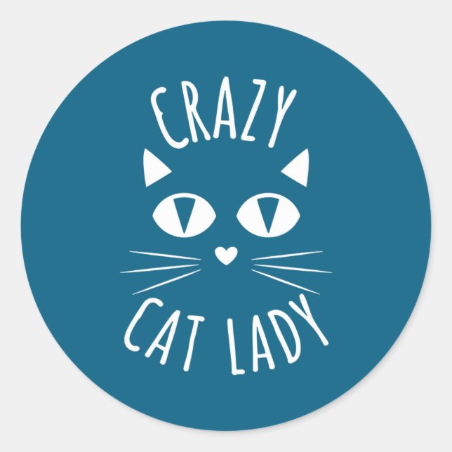 Pegatina Redonda Cat Crazy Cat Lady Funny Cat Lover Mother's Day Bi (Anverso)