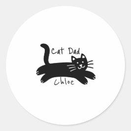 Pegatina Redonda Cat Dad custom cat name