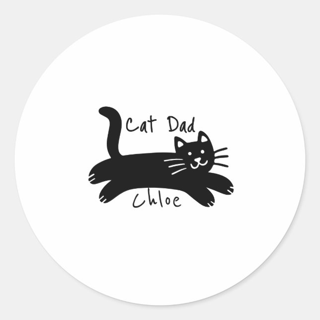 Pegatina Redonda Cat Dad custom cat name (Anverso)