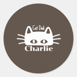Pegatina Redonda Cat Dad custom cat name