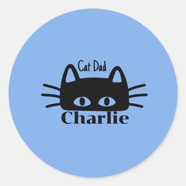 Pegatina Redonda Cat Dad custom cat name (Anverso)
