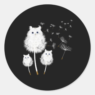 Pegatina Redonda Cat Dandelion Amazing Flower Cat Lover Design