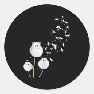 Pegatina Redonda Cat Dandelion Flower Skt