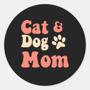 Pegatina Redonda Cat Dog Mom