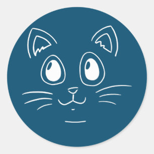 Pegatina Redonda Cat Face Cat Dad and Cat Mom Animal Parent Cat