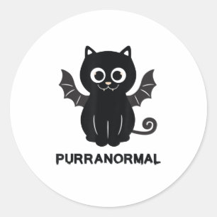 Pegatina Redonda Cat Halloween Bat Coche Purranormal Paranormal