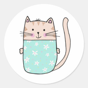 Pegatina Redonda Cat Kitten Cute Kids