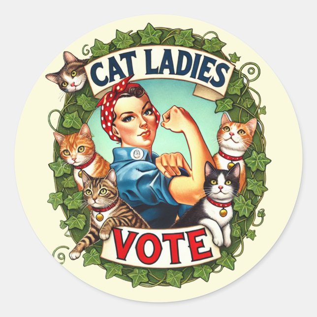 Pegatina Redonda Cat Ladies Vote (Anverso)
