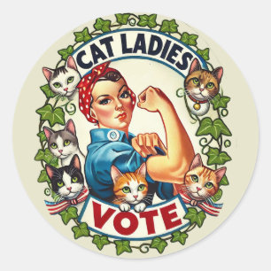 Pegatina Redonda Cat Ladies Vote