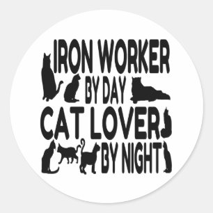 Pegatina Redonda Cat Lover Iron Worker