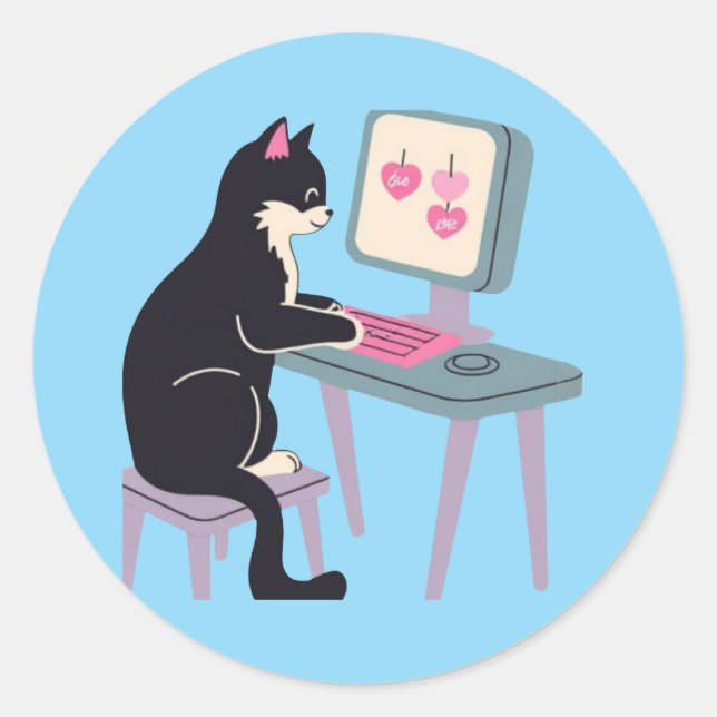 Pegatina Redonda Cat lovers Tuxedo cat  (Anverso)