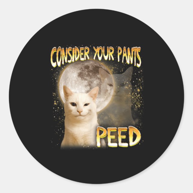 Pegatina Redonda Cat Meme Cat Lover Cat Mom Funny Consider Your Pan (Anverso)