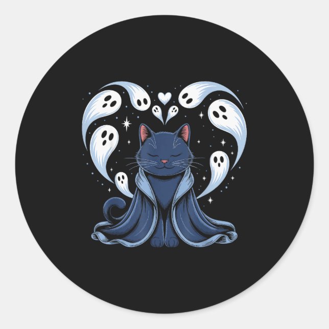 Pegatina Redonda Cat Meme Wizard Soky Fantasy Kitty  (Anverso)