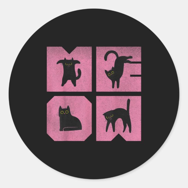 Pegatina Redonda Cat - Meow Art  (Anverso)