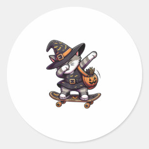 Pegatina Redonda Cat Meow Debbing En Skateboad Apparthys Kids Hallo