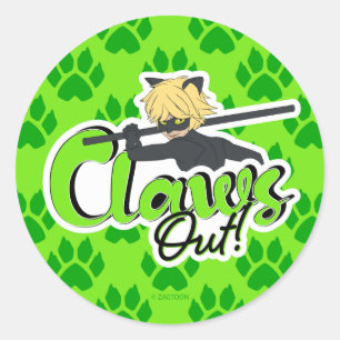 Pegatina Redonda Cat Noir   ¡Clawout!
