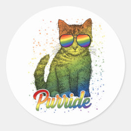 Pegatina Redonda Cat Purride LGBT