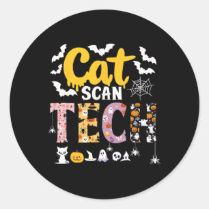 Pegatina Redonda Cat Scan Ct Rad Tech Halloween Costume Spider Fly