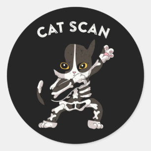 Pegatina Redonda Cat Scan Ct Scan Funny Cat X-ray Pun Meme Rad Tech