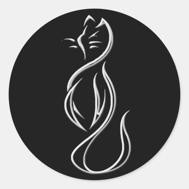 PEGATINA REDONDA CAT SILHOUETTE (Anverso)