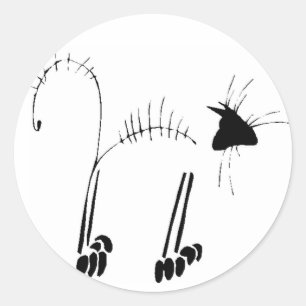 Pegatina Redonda Cat Skeleton