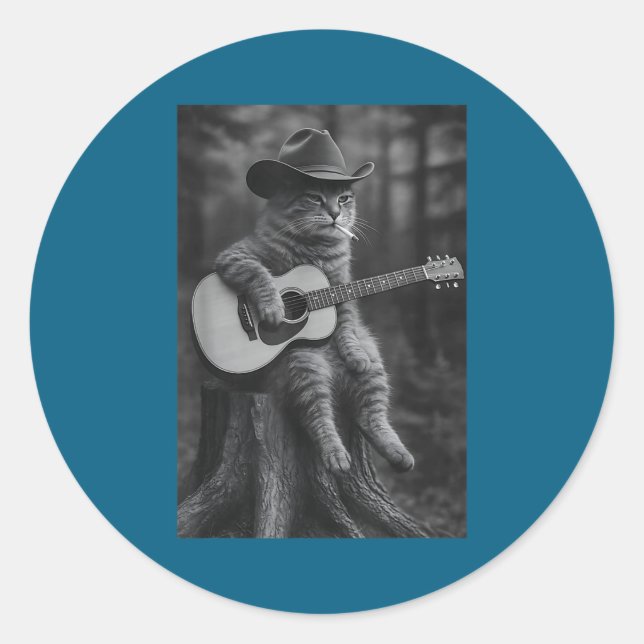 Pegatina Redonda Cat Smoking Cigarette Racoon Ossum Funny Meme Cowb (Anverso)