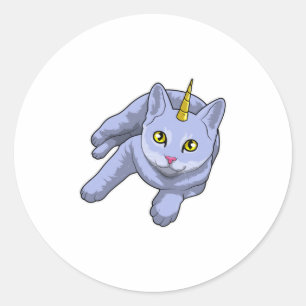 Pegatina Redonda Cat Unicorn