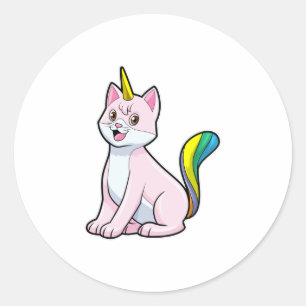 Pegatina Redonda Cat Unicorn