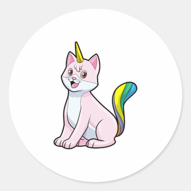 Pegatina Redonda Cat Unicorn (Anverso)