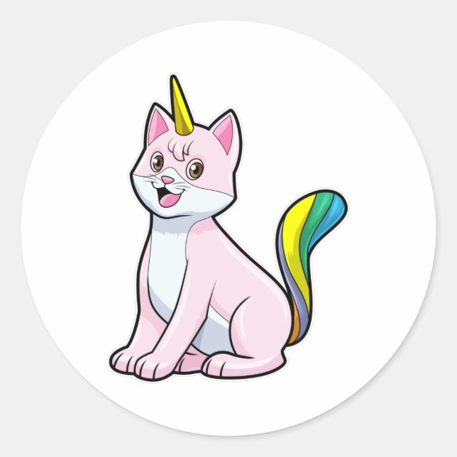 Pegatina Redonda Cat Unicorn (Anverso)