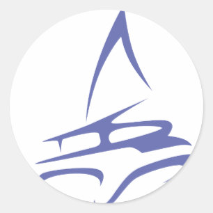 Pegatina Redonda Catamarán en estilo de dibujo deseoso