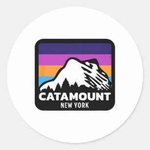 Pegatina Redonda Catamount Nueva York Skip Snowboard Family Ski