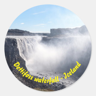 Pegatina Redonda Catarata Dettifoss en el PN Vatnajokull - Islandia