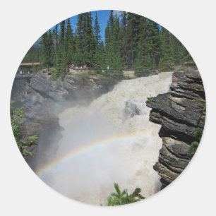 Pegatina Redonda Cataratas de Athabaska en las Rockies